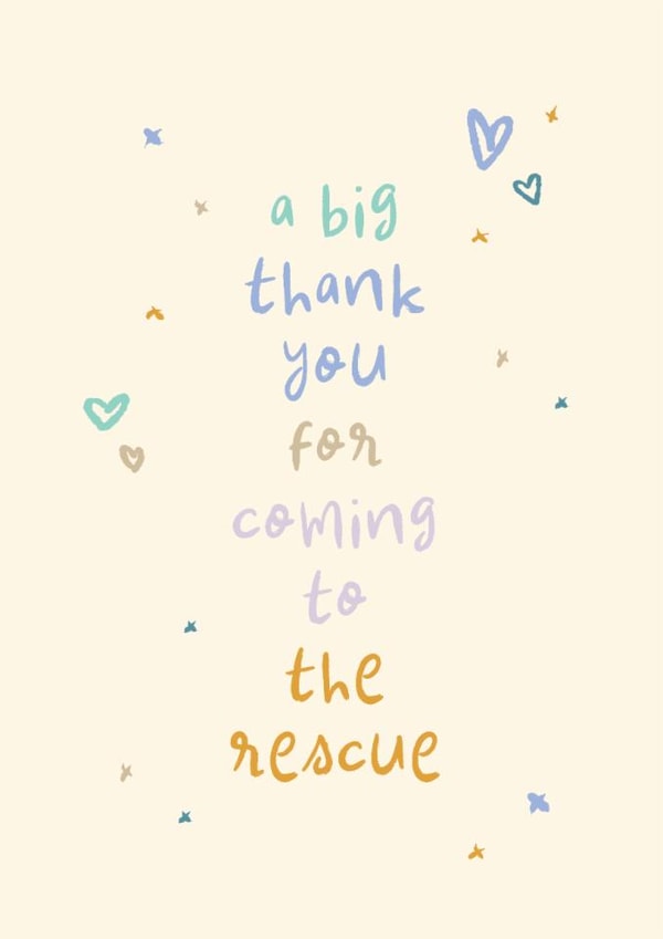 Classic Thank You Card - Coming To The Rescue created by Rebecca Prinn
