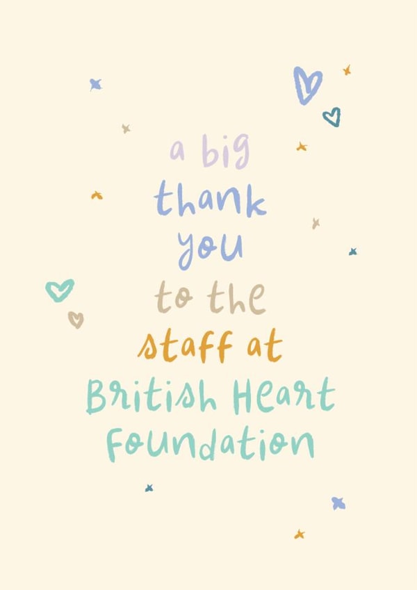 Thanks Card - Staff - British Heart Foundation - Fundraising - Charity created by Rebecca Prinn