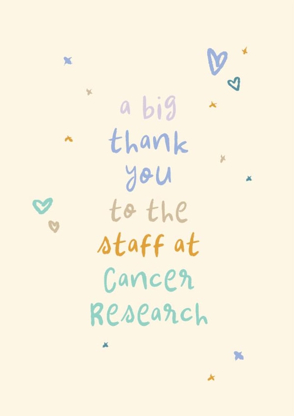 Thank You Card - Staff at Cancer Research - Fundraising - Charity Shops created by Rebecca Prinn