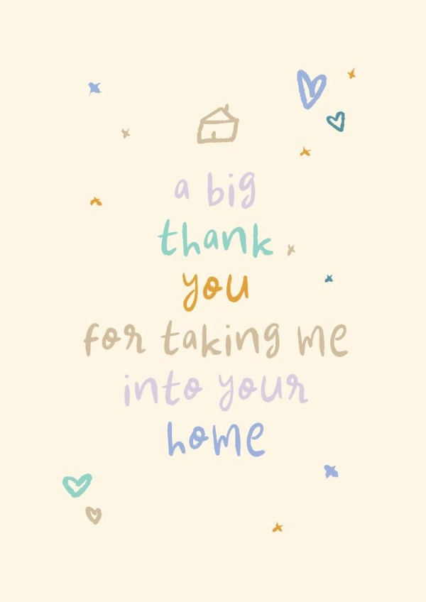Thank You Card - Taking Me Into Your Home - Student - Homeless - Foster created by Rebecca Prinn