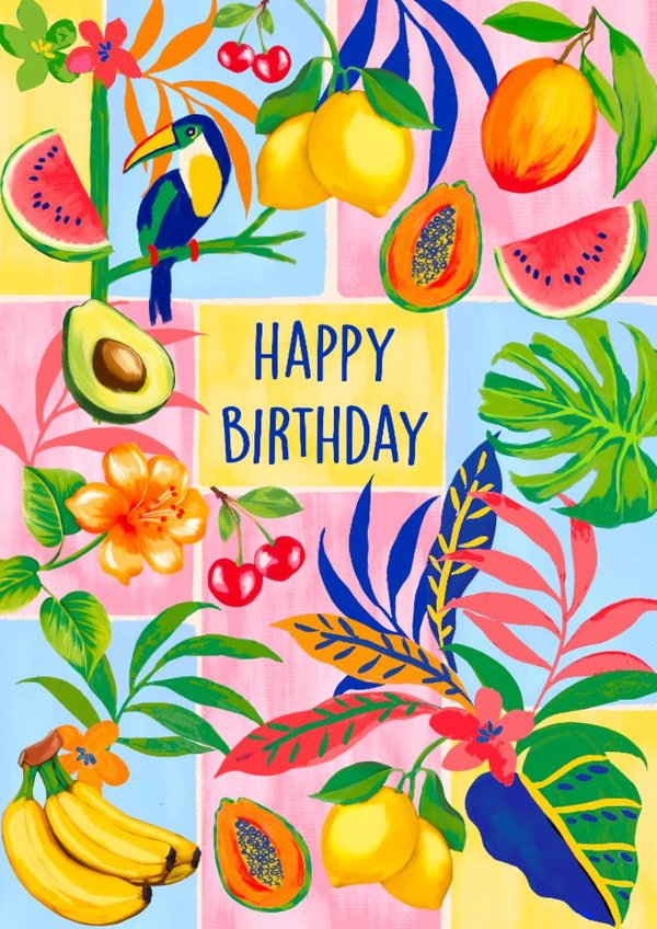 Pretty Birthday Card - Tropical - Fruit created by Poppy & Mabel 
