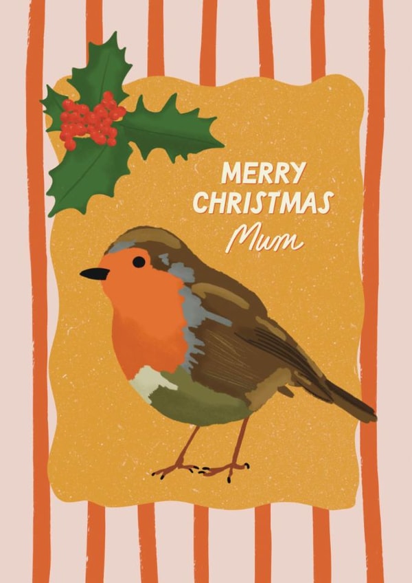 Cute Christmas Card - For Mum - Robin created by Sweetlove Press