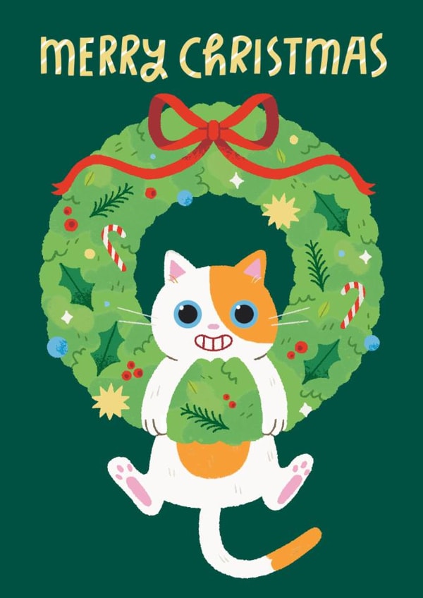 Cute Cat Christmas Wreath Card created by Stormy Knight