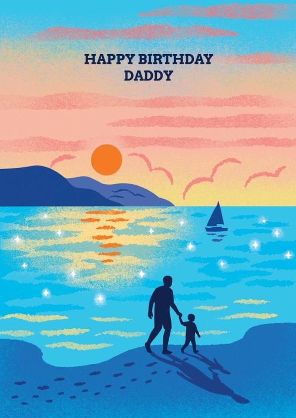Sunset and seaside birthday card for daddy - Walk on the beach created by Stormy Knight