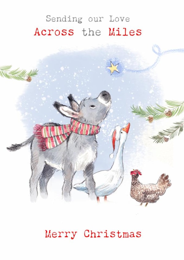 Classic Christmas Card - Across The Miles - Donkey, Goose And Hen created by Paper Shed Design