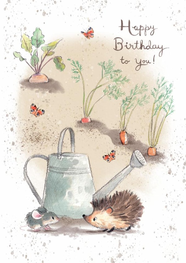 Cute Birthday Card - Hedgehog - Vegetable Patch created by Paper Shed Design