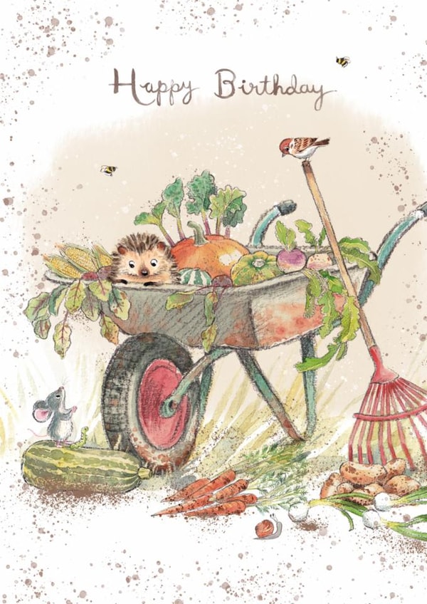Cute Birthday Card - Hedgehog - Wheelbarrow created by Paper Shed Design