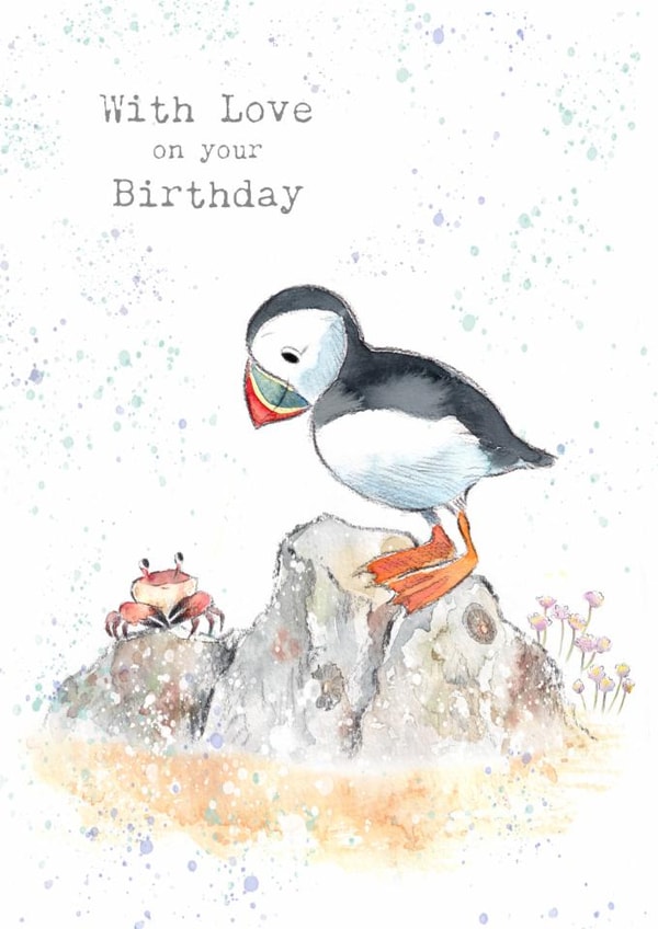 Cute Birthday Card - Puffin - Crab created by Paper Shed Design