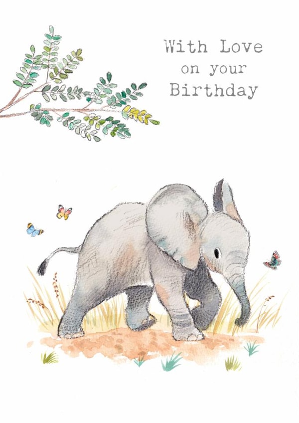 Cute Birthday Card - Elephant - Butterflies created by Paper Shed Design