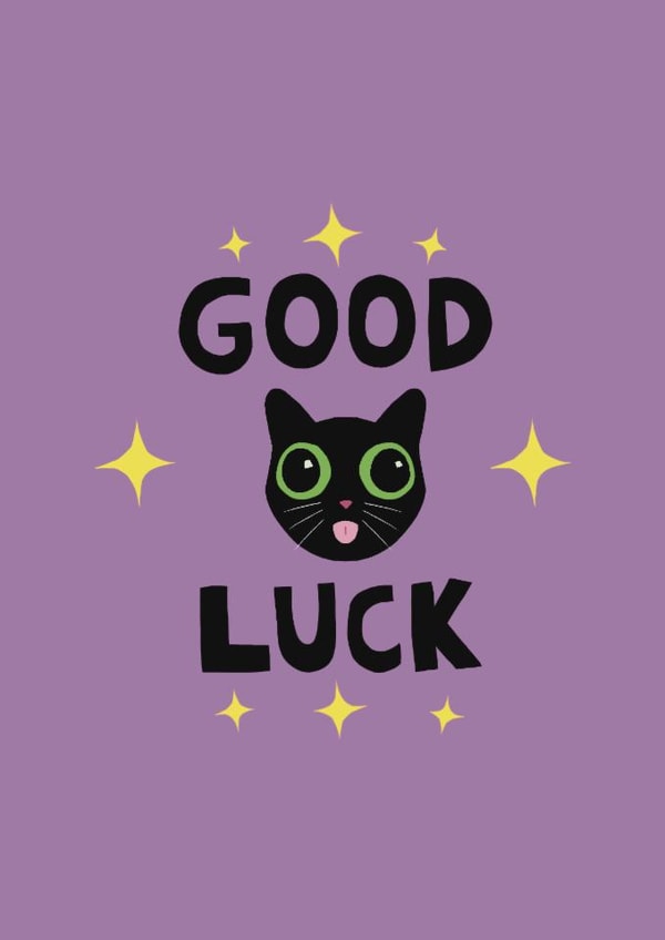 Cute Good Luck Card - Cat - Stars created by Pomelo Illustrations