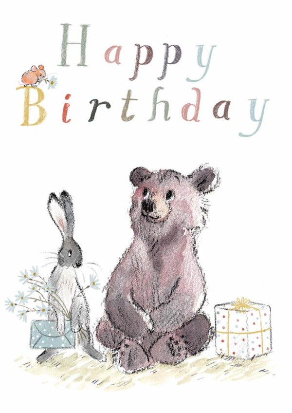 Cute Birthday Card - The Bear, The Hare And The Mouse created by Paper Shed Design