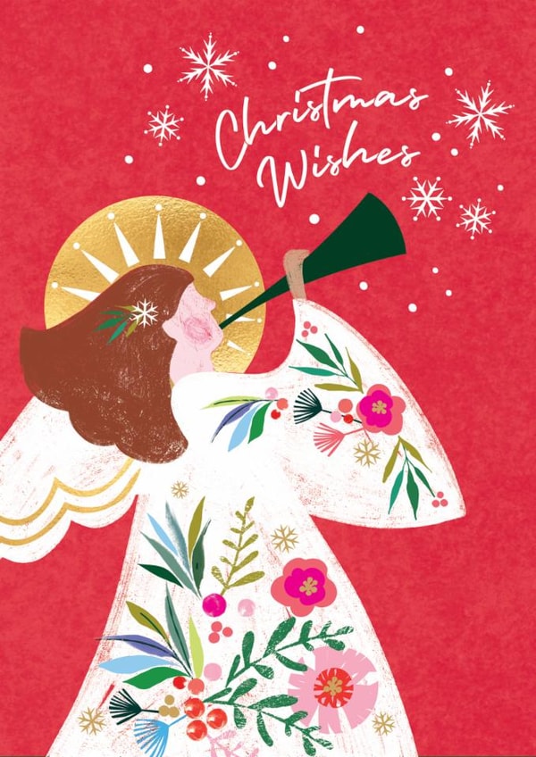 Classic Christmas Card - Christmas Wishes - Festive Angel created by Laura Darrington Design Ltd.