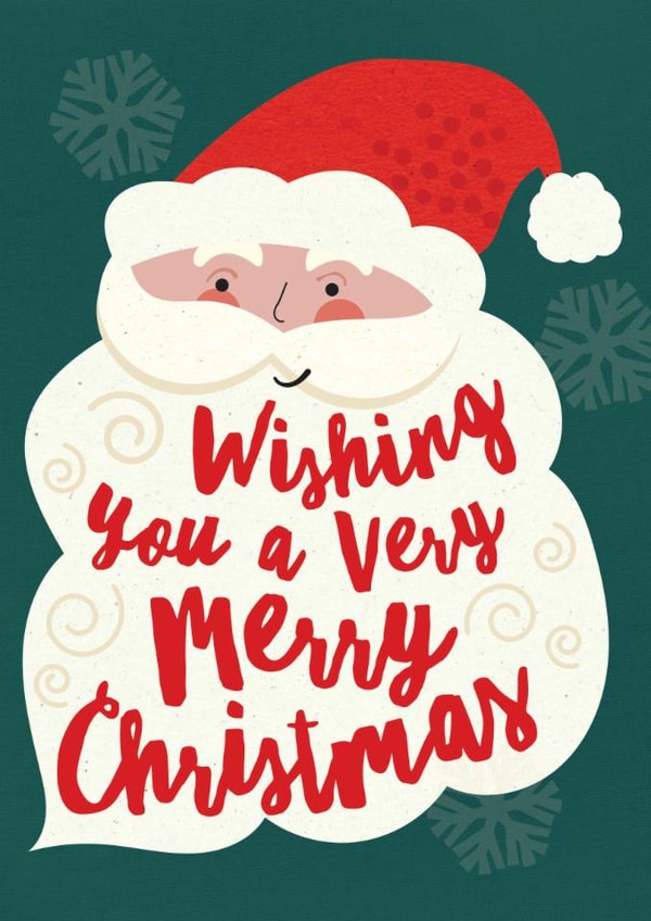 Cute Christmas Card - Santa Claus - Wishing You A Very Merry Christmas created by Laura Darrington Design Ltd.
