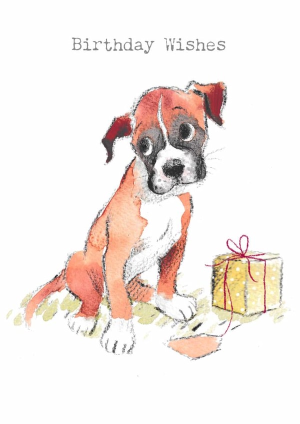 Cute Birthday card - Birthday Wishes - Boxer Puppy created by Paper Shed Design