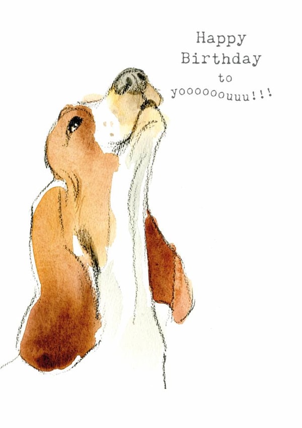 Cute Birthday Card - Howling - Basset Hound created by Paper Shed Design