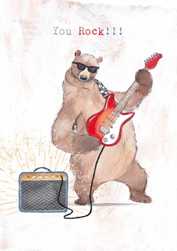 Classic Birthday/Congratulations Card - You Rock - Bear Playing Guitar created by Paper Shed Design