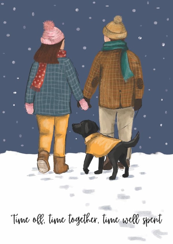 Cute Christmas Card - Time Off, Time Together, Time Well Spent - Labrador created by Dotts Yard