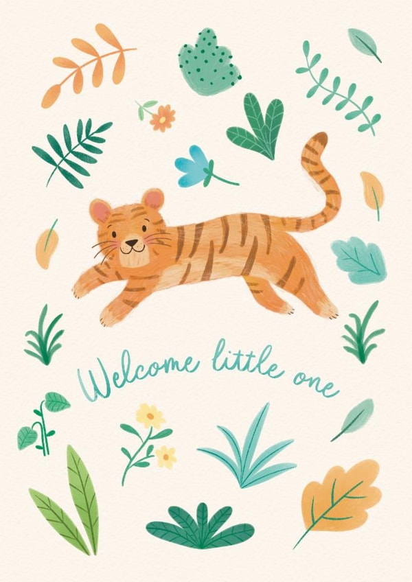 Cute New Baby Card - Tiger - Welcome Little One | thortful