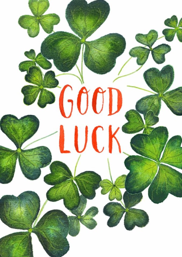 Classic Good Luck Card - Four Leaf Clovers created by Amy Turner
