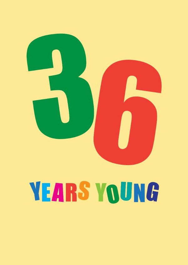 Classic Birthday Card - 36 Years Young created by mrs L cards