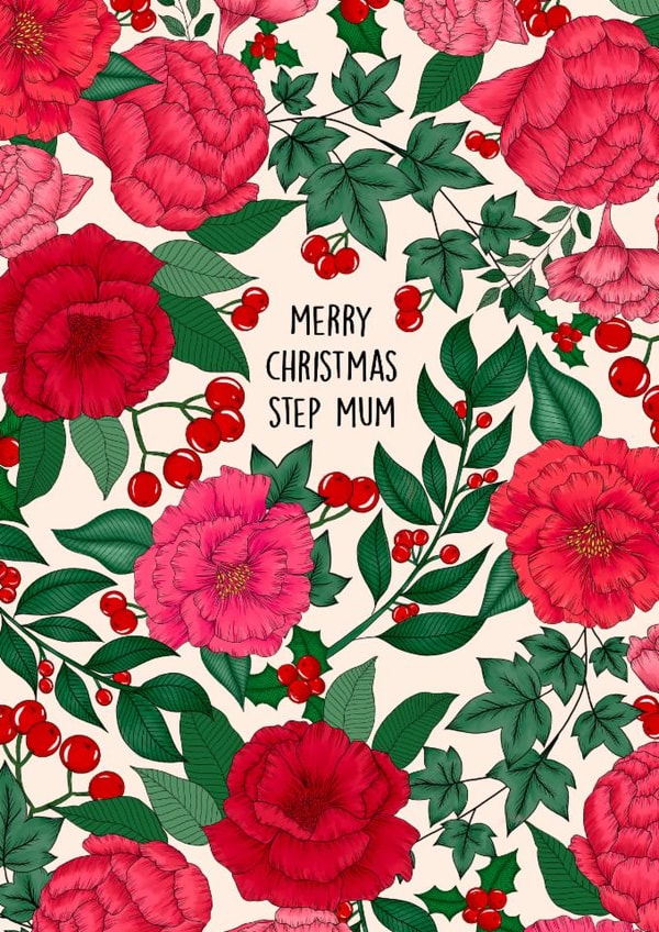 Pretty Christmas Card - For Step Mum - Holly & Ivy created by Poppy & Mabel 