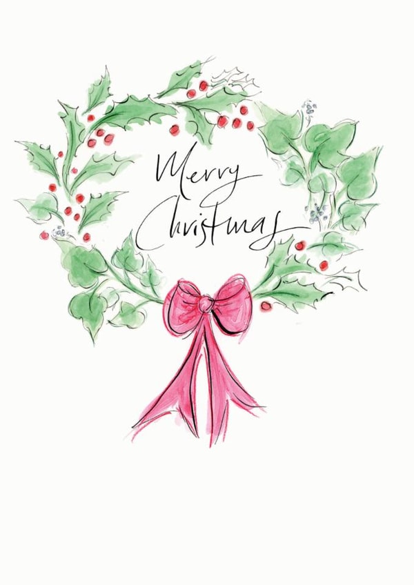 Traditional Christmas Card - Holly Wreath created by Gabrielle Solly Illustration