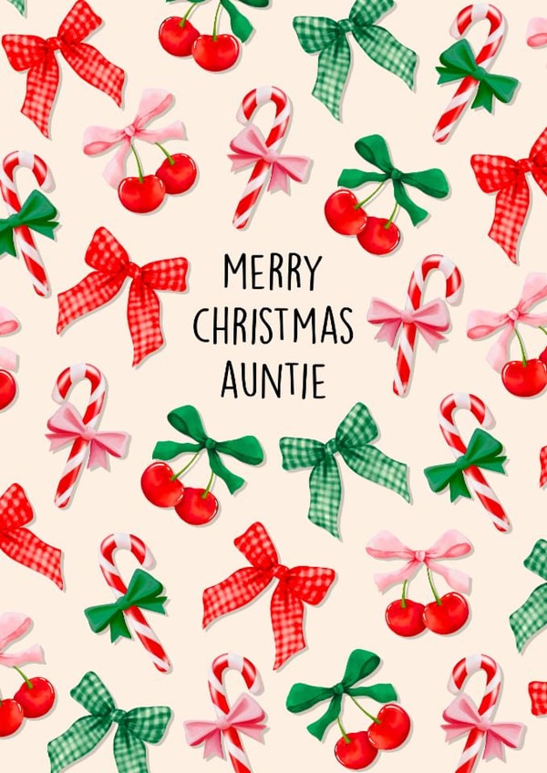 Classic Christmas Card - For Auntie - Candy Canes & Bows created by Poppy & Mabel