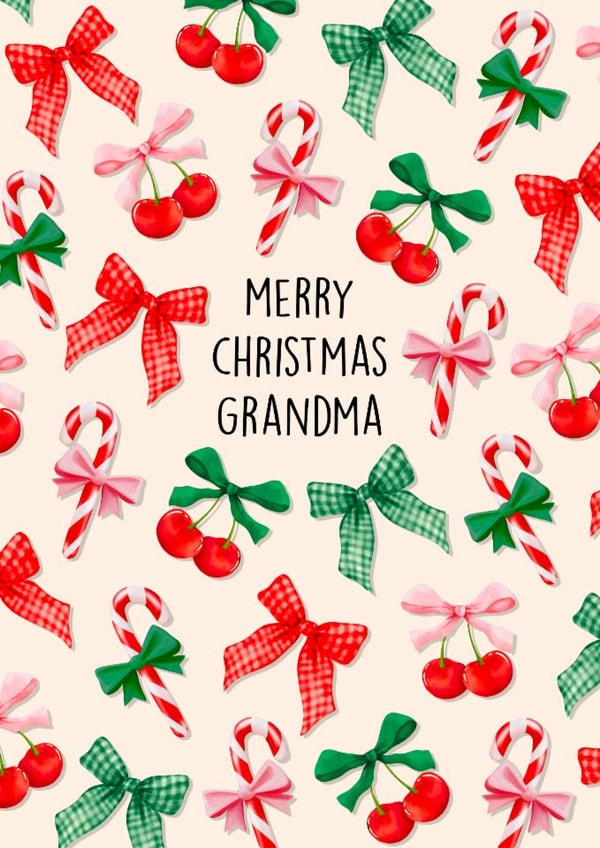 Classic Christmas Card - For Grandma - Candy Canes & Bows created by Poppy & Mabel