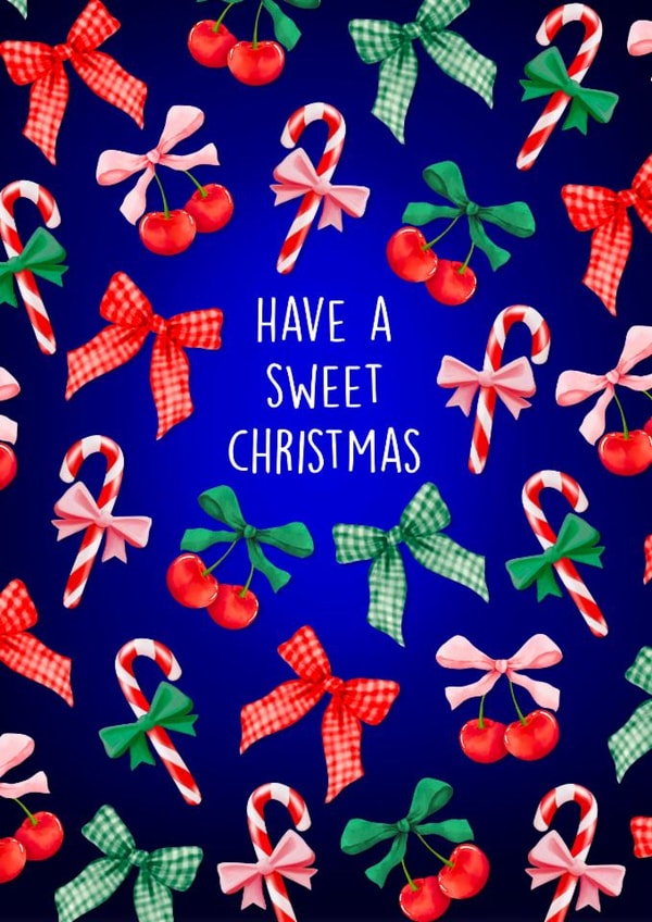 Classic Christmas Card - Have A Sweet Christmas - Candy Canes & Bows created by Poppy & Mabel
