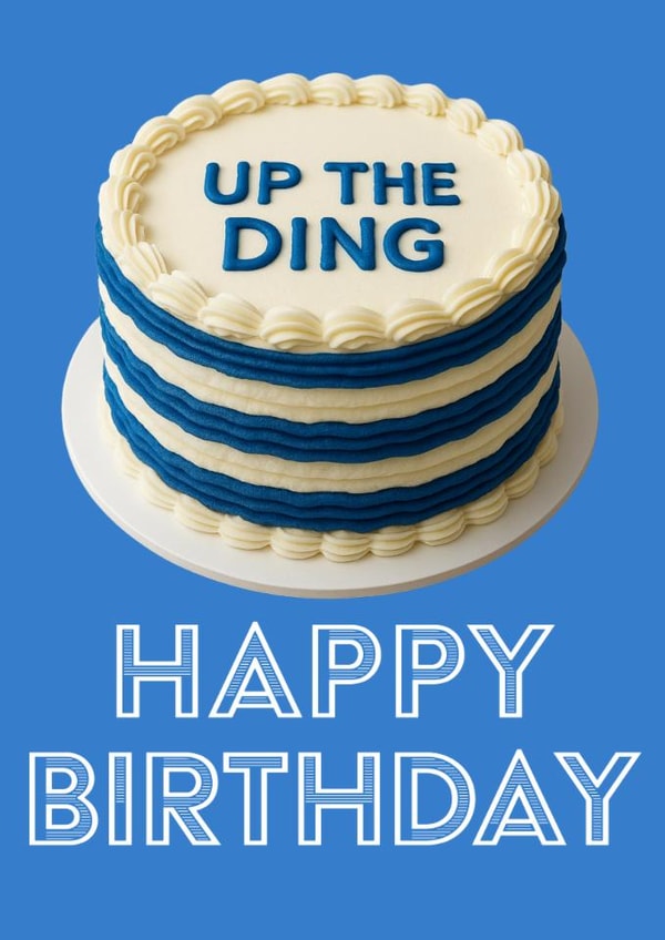 Birthday Card with Cake suitable for any Reading Football Club fan -Up the Ding! created by Up the Ding!