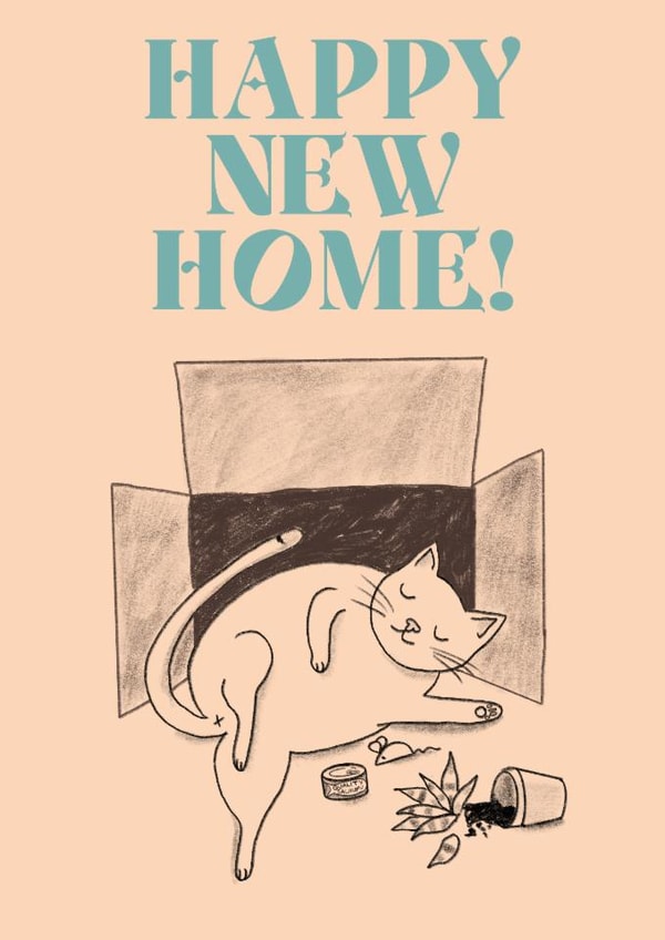 Cute New Home Card - Happy New Home! - Cat created by The Queer Store