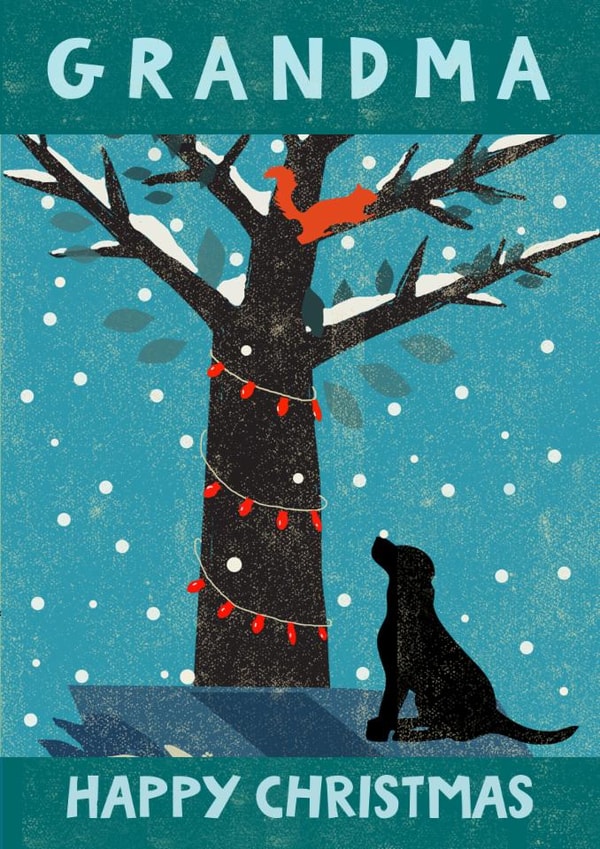 Classic Dog & Squirrel Grandma Christmas Card created by Rocket68