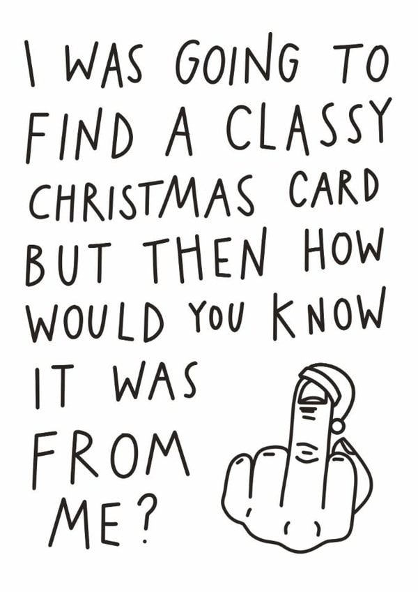 Funny Christmas Card - Middle Finger - Not Classy created by Aussie Studios