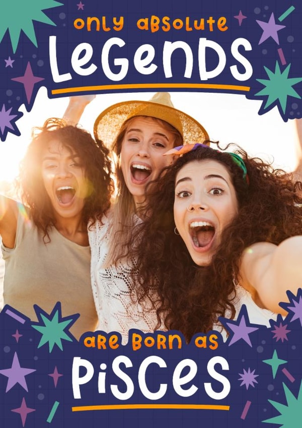 Funny Birthday Card - Pisces - Legend created by Joanne Hawker