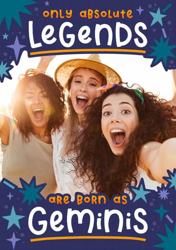 Funny Birthday Card - Gemini - Legend created by Joanne Hawker