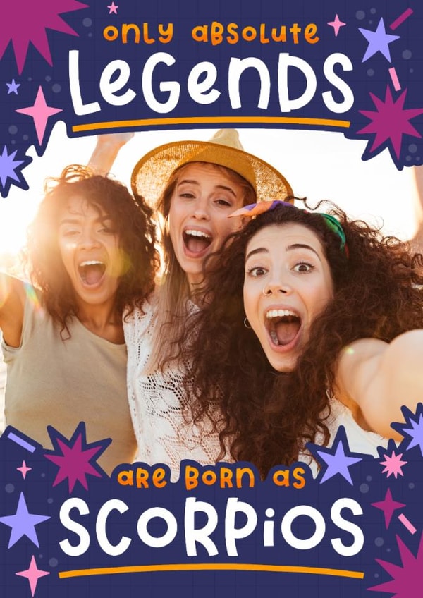 Funny Birthday Card - Scorpio - Legend created by Joanne Hawker