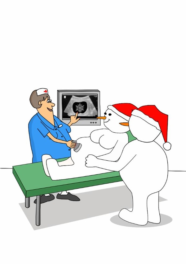 Funny Christmas Card - Pregnant Snowman created by Swizzoo