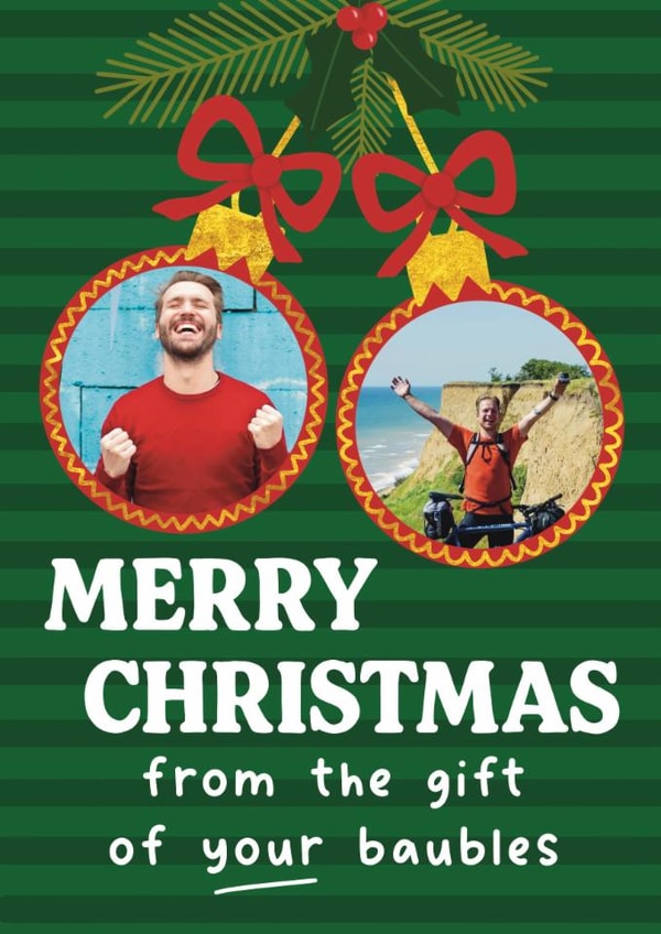 Rude Christmas Card - For Dad - Your Baubles created by The Merry Giraffe