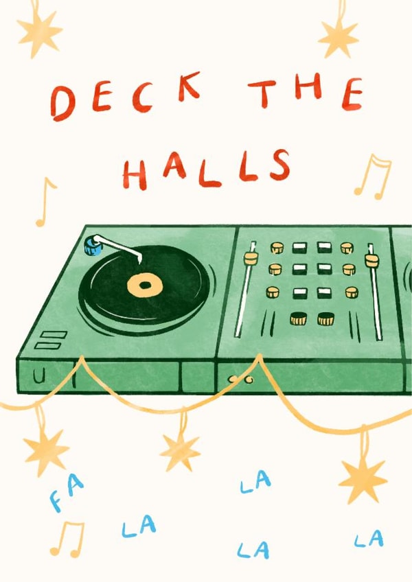 DJ Christmas Card - Deck the Halls - Funny Christmas Card created by Lauren Barclay