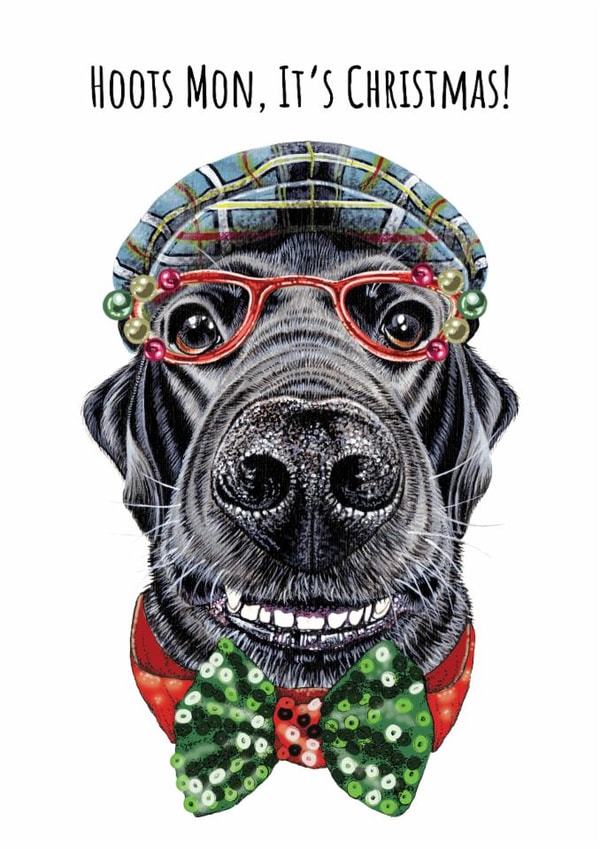 Funny Christmas dog card for friend or loved one - Scottish Labrador - Hoots Mon created by sarahcoxartwork