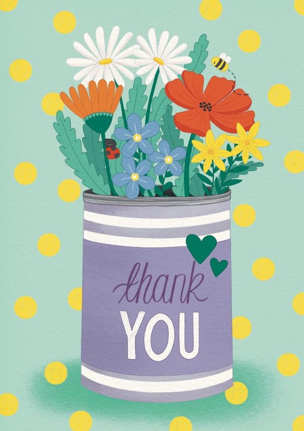 Retro Flowers Thank You Card created by Pixiecraft