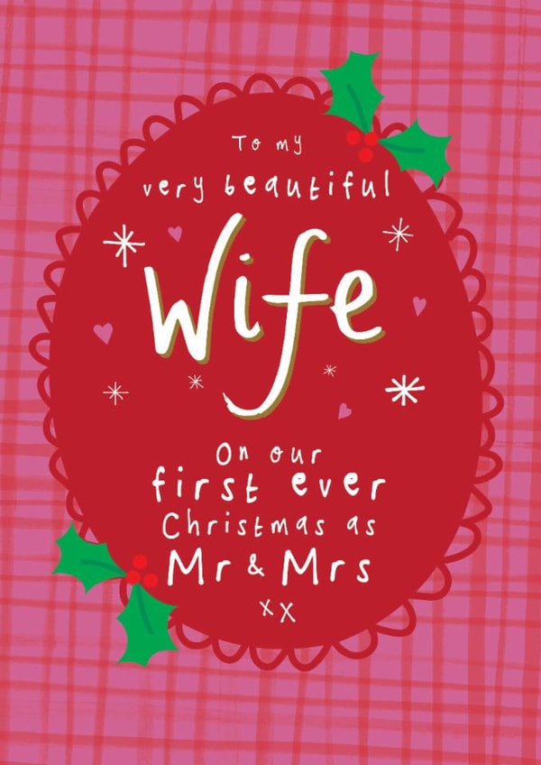 Heartfelt Christmas Card - For Wife - On Our First Christmas As Mr & Mrs created by Bow & Bell