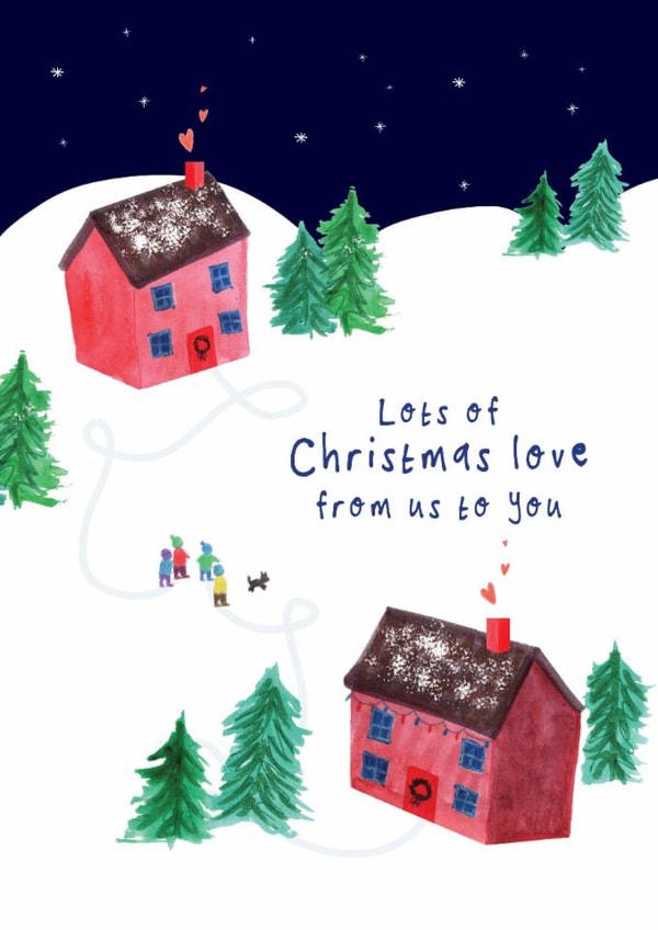 Classic Christmas Card - Lots Of Christmas Love From Us To You - Houses created by Bow & Bell