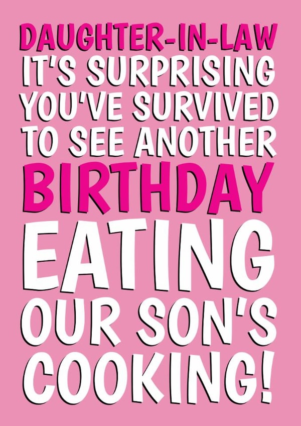 Cheeky Birthday Card - For Daughter-In-Law - Survived Our Son's Cooking created by @Cupsie's Creations
