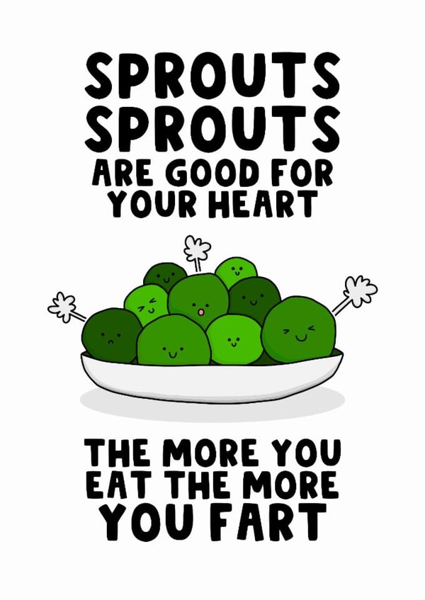 Funny Christmas Card - Sprout Farts created by The Blunt Badger