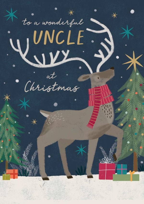 Classic Christmas Card - For Uncle - Reindeer created by Laura Darrington Design Ltd.