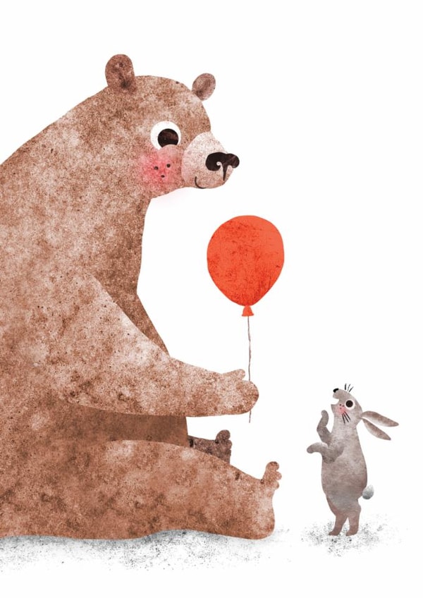 Cute Bear & Bunny Birthday Card - Rabbit Birthday Card for Kids created by Emily Nash Illustration