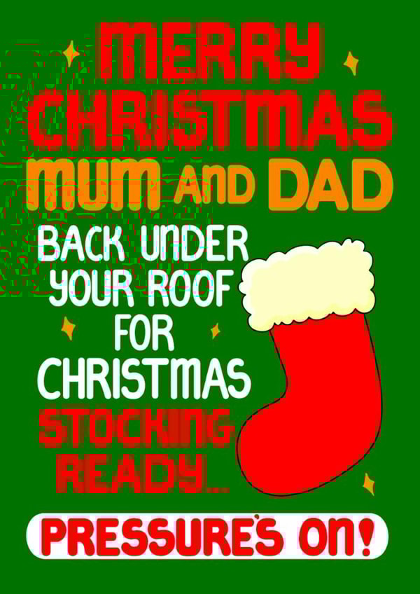 Funny Christmas Stocking Card for Mum and Dad - Coming Home For Christmas created by Louise Burgoyne