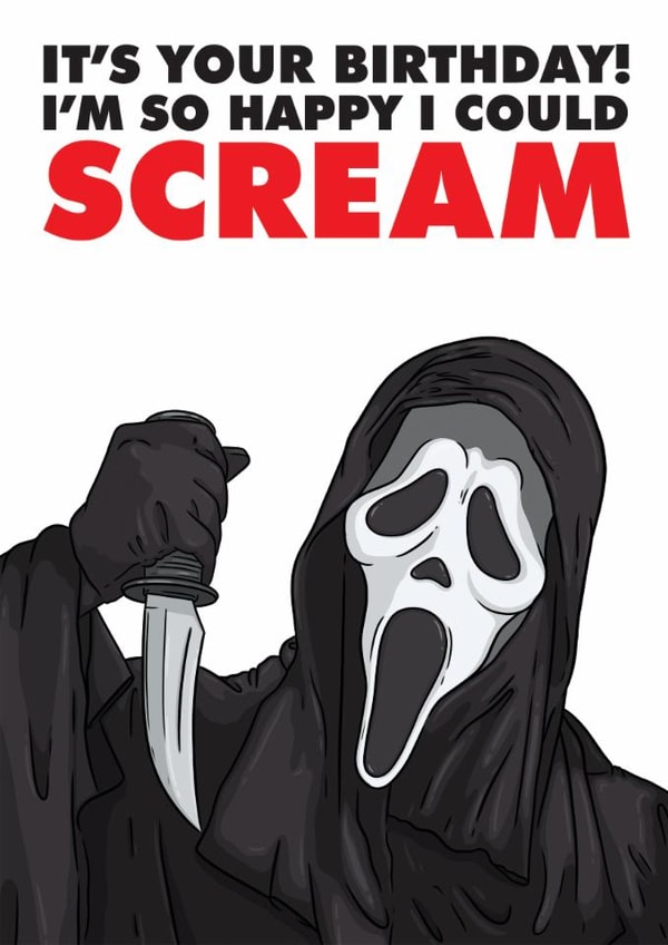 Fun Birthday Card - Ghostface - Scream Film created by LoveFromCo