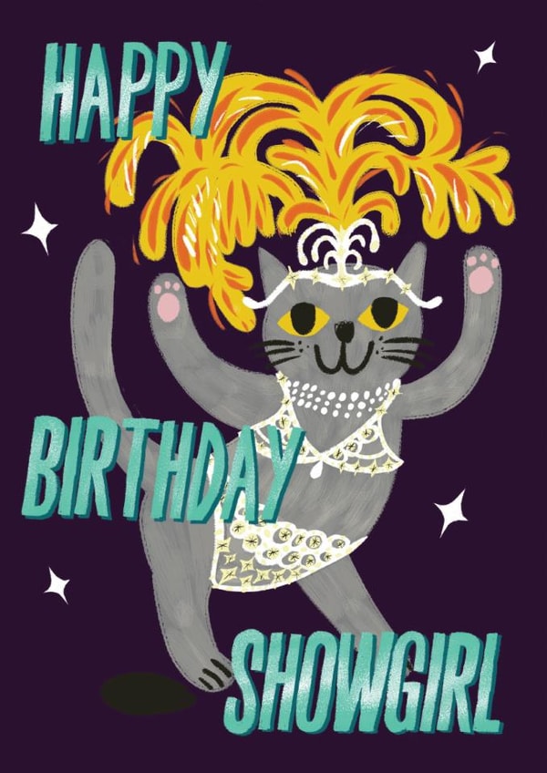 Cute Birthday Card - Cat Showgirl - Taylor Swift created by @AimeeStevens.Design